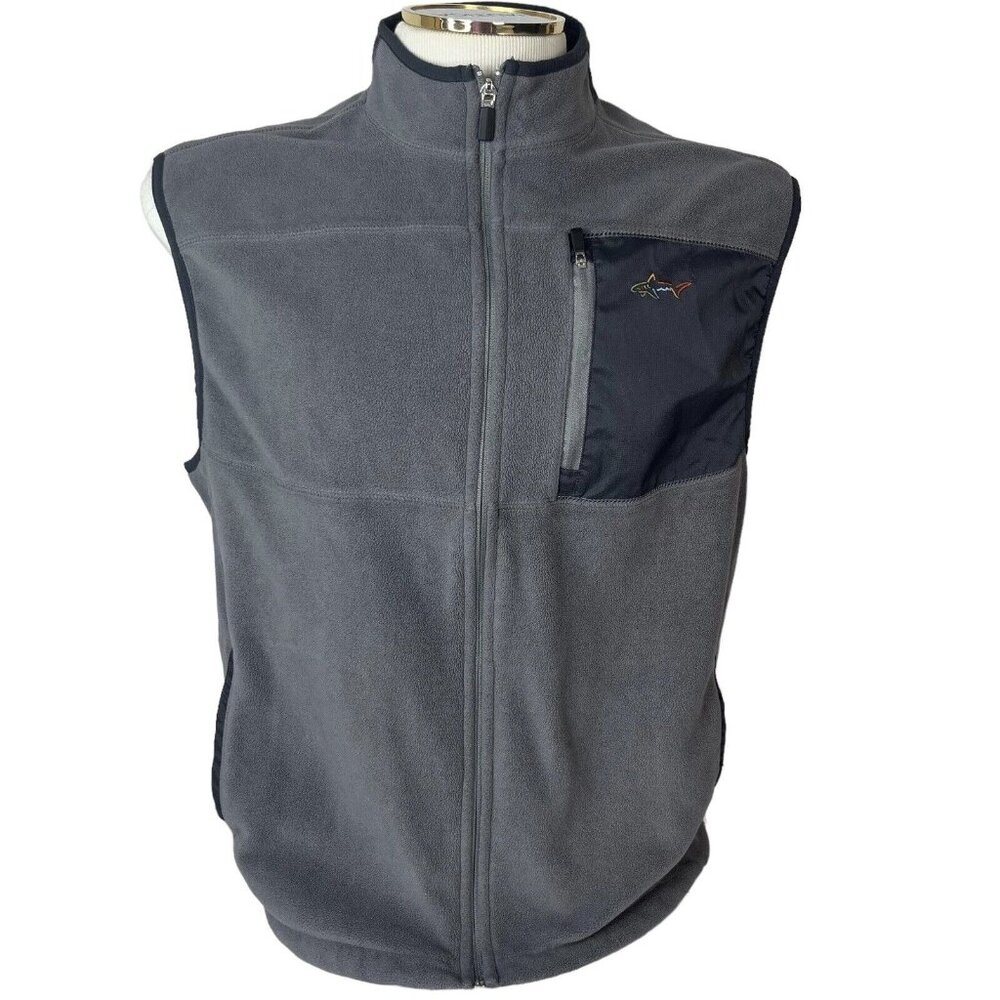 Greg Norman Tasso Elba Golf Vest Mens Medium Gray Fleece Zip